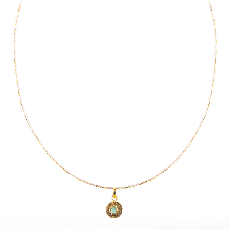 Margarita Round Basic CollectionColombian Raw Emerald & 24k Gold Plated Chain