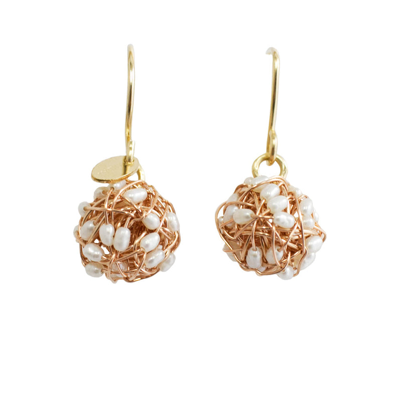 Clementina  Dangle Earrings #2 (12mm) - Rose Gold & Pearl Earrings TARBAY   