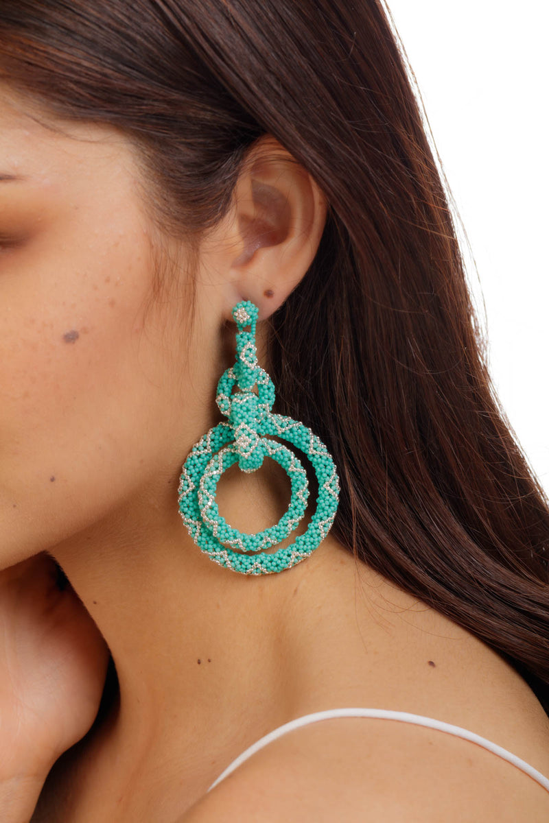 5 Hoop Earings - Turquoise Crystal