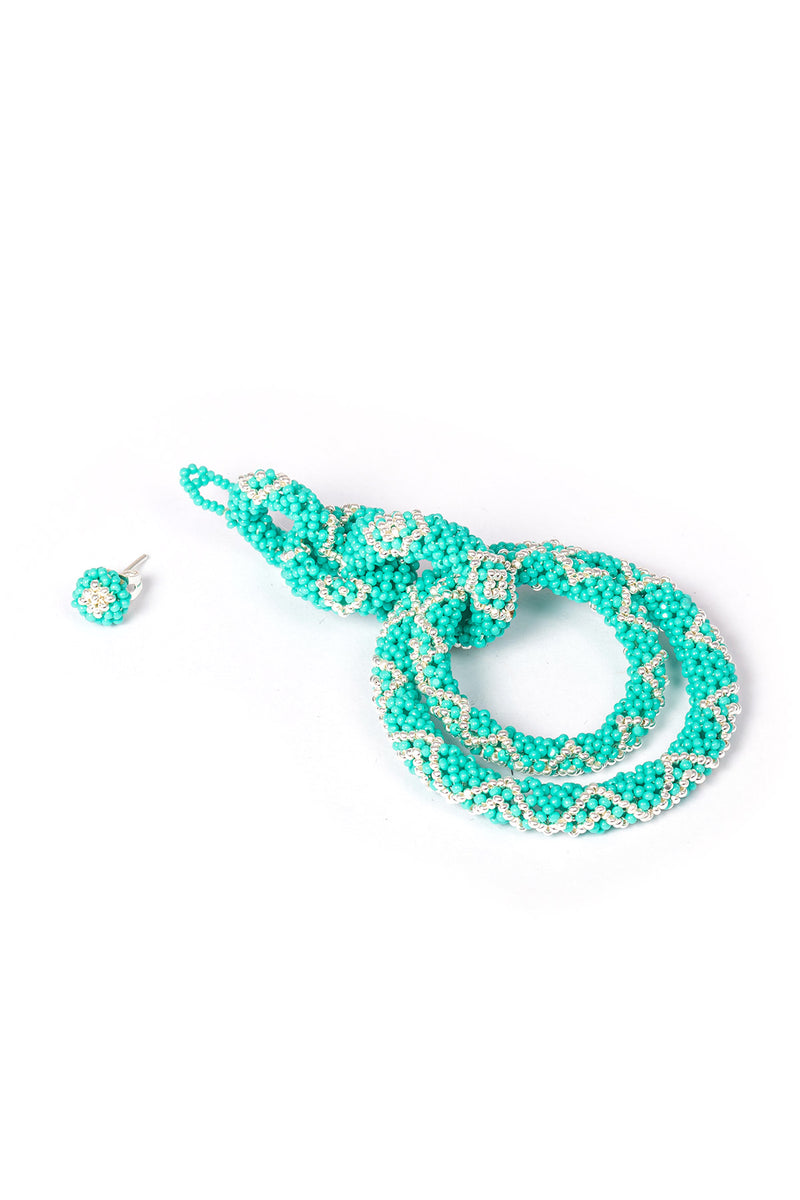 5 Hoop Earings - Turquoise Crystal