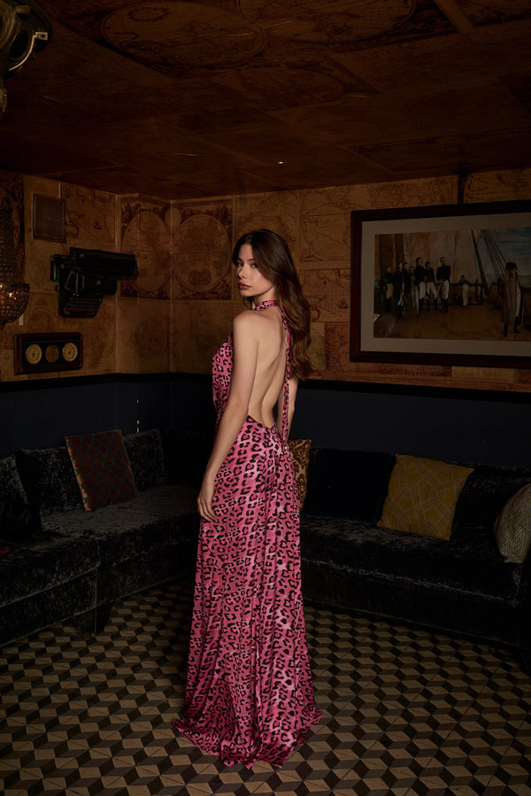 Pink Cheetah Victoria Long Dress