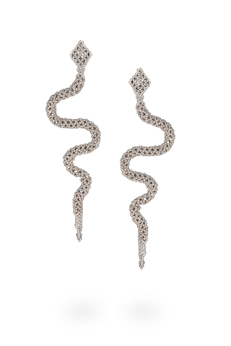 Snake Earrings - Platinum