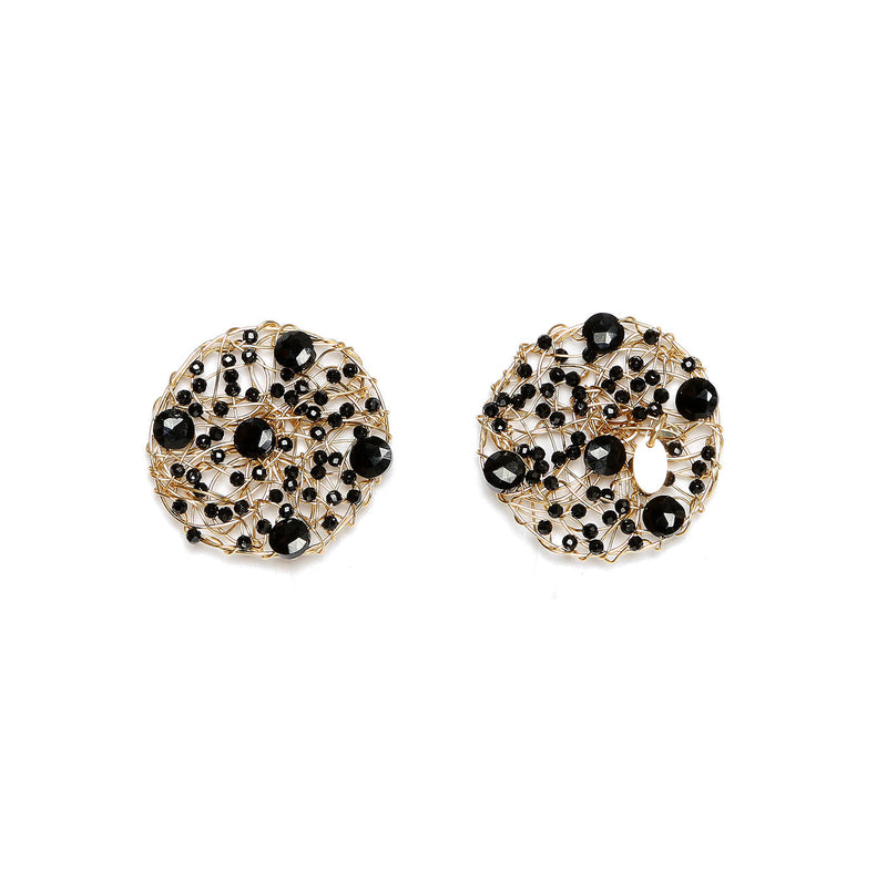 Aura Earrings #1 (30mm) - Black Onyx & Black Spinel Earrings TARBAY   