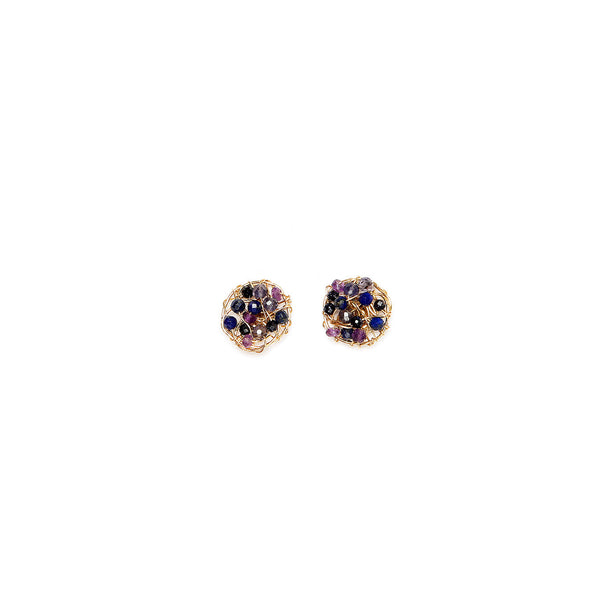 Aura Stud Earrings #1 (10mm) - Sapphire, Tanzanite, Apatite, Sodalite & Amethyst Earrings TARBAY   